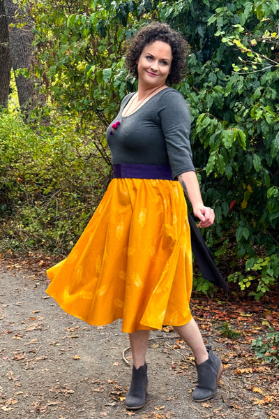 Gold Leaf Dress w/ Pockets MEDIUM