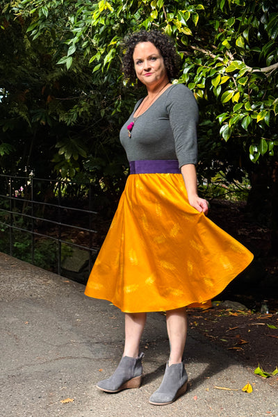 Gold Leaf Dress w/ Pockets MEDIUM