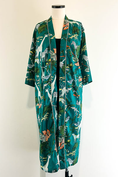 Cotton Robe ~ Teal Giraffe