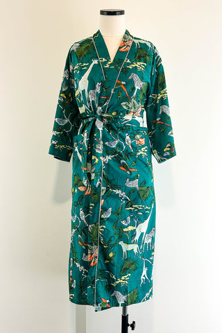 Cotton Robe ~ Teal Giraffe