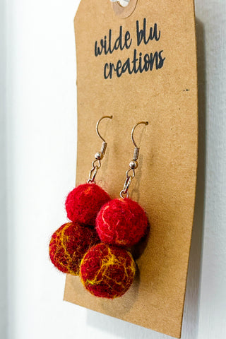 Wool Earrings in Volcanic