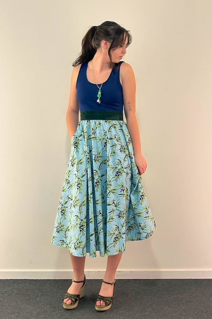 Blue Bamboo Dress w/ Pockets SMALL