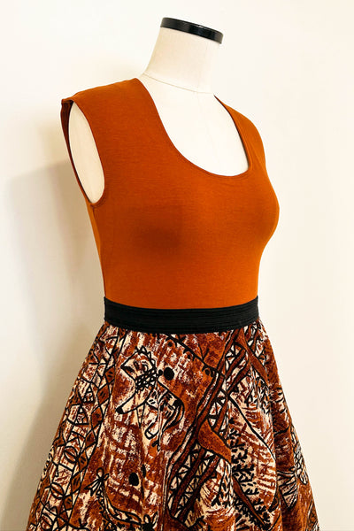 Terracotta Tales Reversible Dress with Pockets - Medium