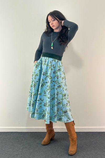 Blue Bamboo Dress w/ Pockets SMALL