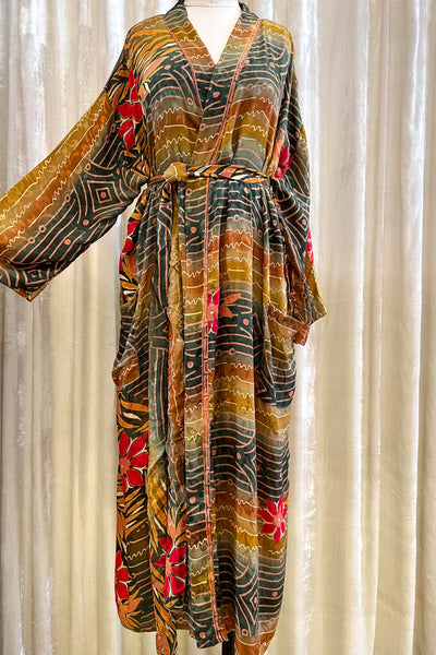 Long Upcycled Robe ~ Green Love