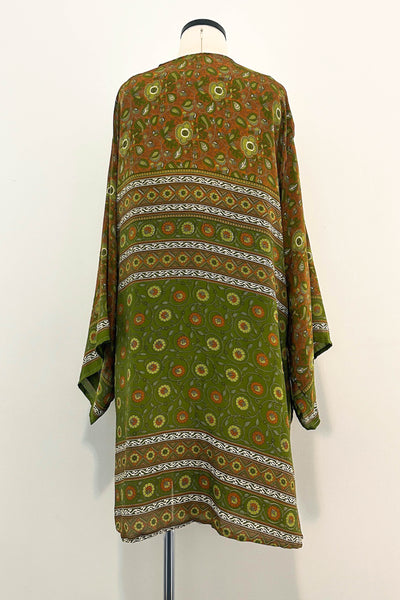 Short Upcycled Kimono Robe ~ Wild Fig