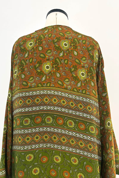 Short Upcycled Kimono Robe ~ Wild Fig