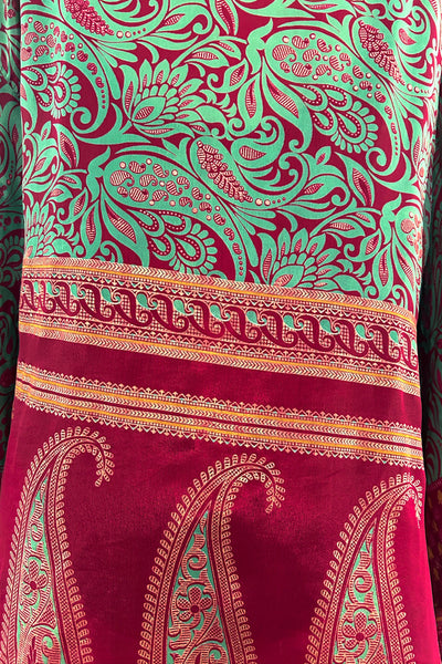 Short Upcycled Kimono Robe ~ Wild Hibiscus