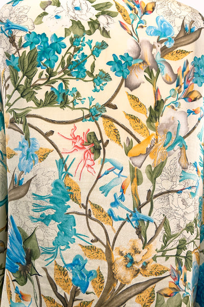 Short Upcycled Kimono Robe ~ Morning Garden