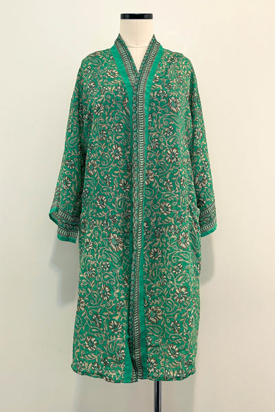 Short Upcycled Robe ~ Emerald Vine