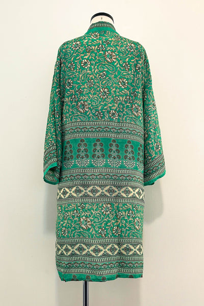 Short Upcycled Robe ~ Emerald Vine