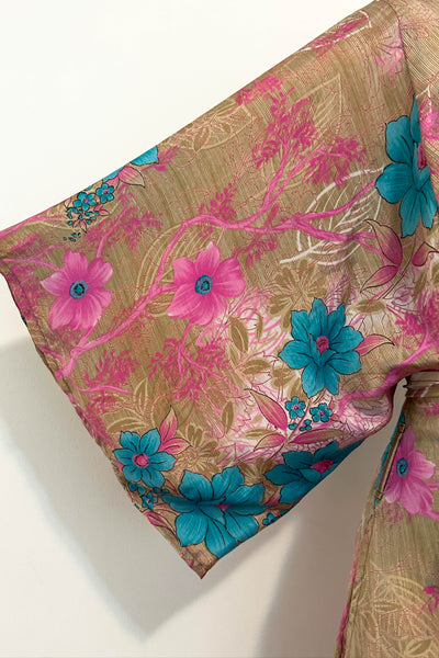 Long Upcycled Kimono Robe ~ Pink Sands