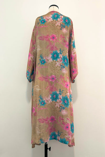 Long Upcycled Kimono Robe ~ Pink Sands