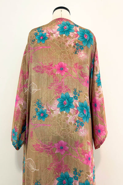 Long Upcycled Kimono Robe ~ Pink Sands
