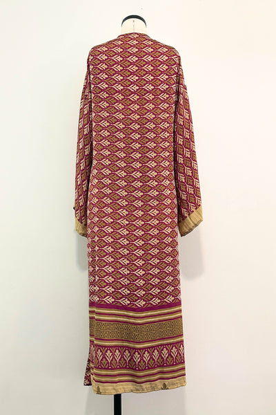 Long Upcycled Kimono Robe ~ Golden Laurel