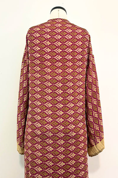 Long Upcycled Kimono Robe ~ Golden Laurel