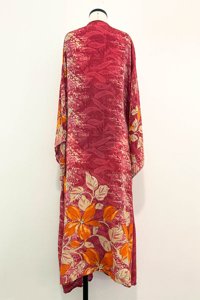 Long Upcycled Kimono Robe ~ Fire Muse