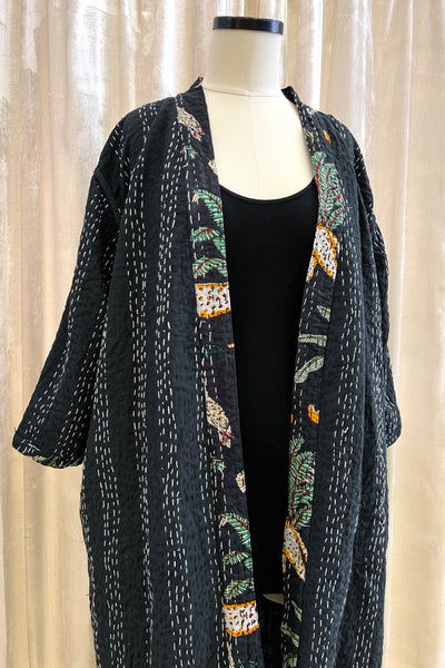 Kantha Robe ~ Black Jungle