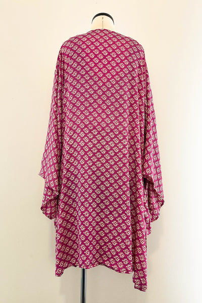 Short Upcycled Kimono Robe ~ Plum Prism