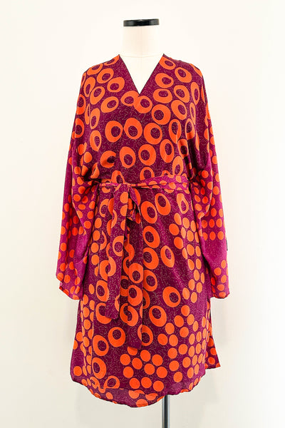 Short Upcycled Kimono Robe ~ Groove is in the Heart