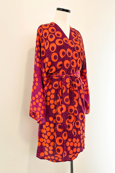 Short Upcycled Kimono Robe ~ Groove is in the Heart