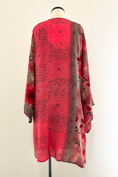 Short Upcycled Kimono Robe ~ Gerbera Goddess