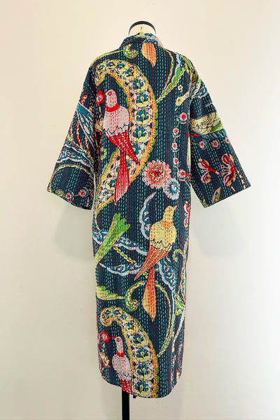 Kantha Robe ~ Teal Birds