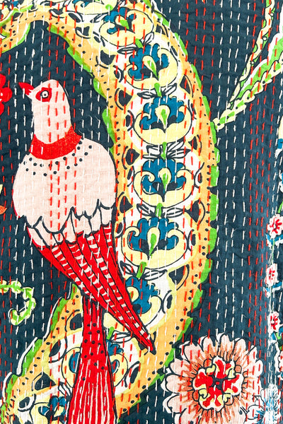 Kantha Robe ~ Teal Birds