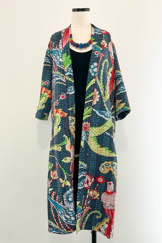 Kantha Robe ~ Teal Birds