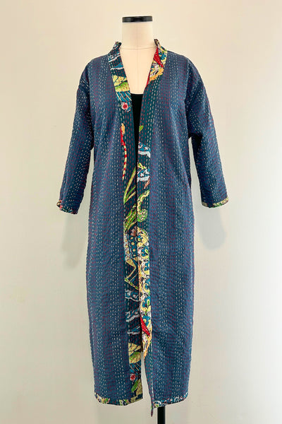 Kantha Robe ~ Teal Birds