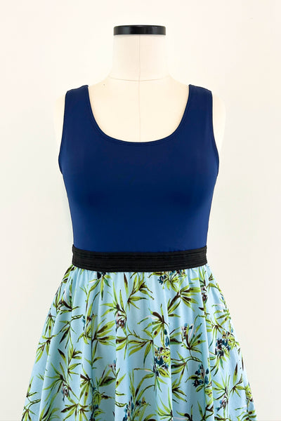 Blue Bamboo Dress w/ Pockets SMALL