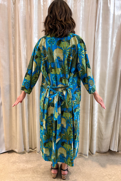 Cotton Robe ~ Turquoise Peacock