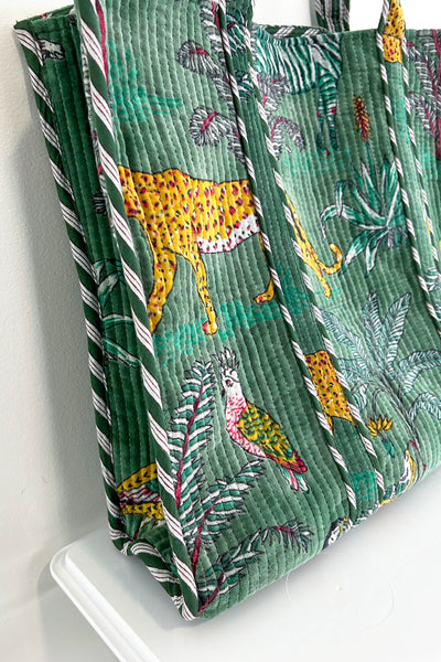 Velvet Tote ~ Green Jungle