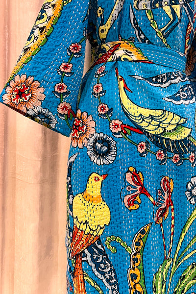 Kantha Robe ~ Turquoise Bird