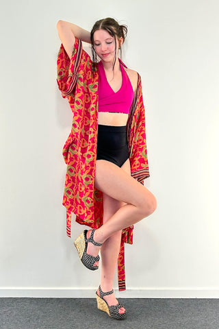 Short Kimono Robe Upcycled ~ Lorelai