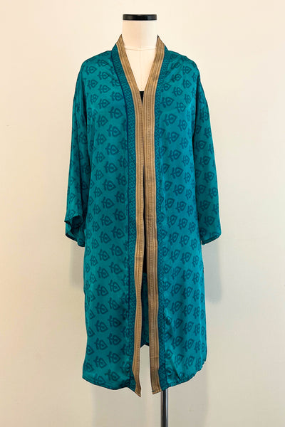 Short Upcycled Robe ~ Turquoise Spell
