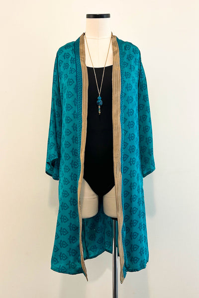 Short Upcycled Robe ~ Turquoise Spell