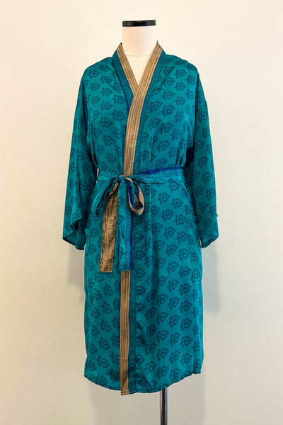Short Upcycled Robe ~ Turquoise Spell