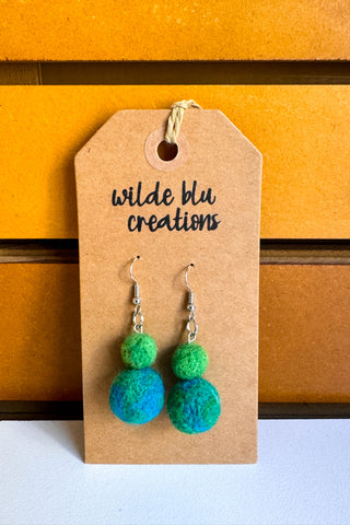 Wool Earrings in Lake Huron