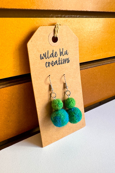 Wool Earrings in Lake Huron