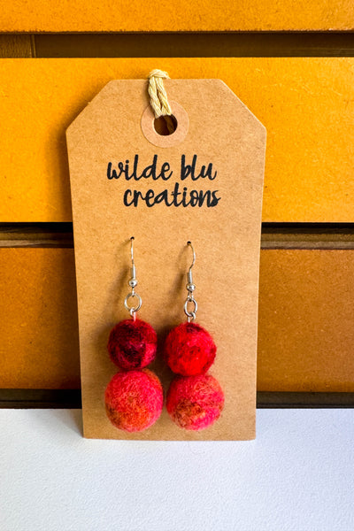 Wool Earrings in Peach Rust