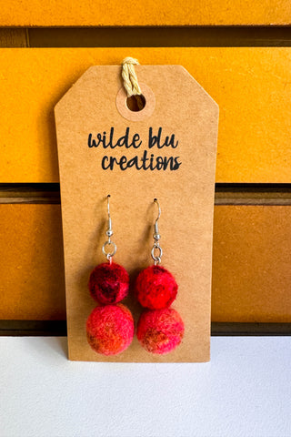 Wool Earrings in Peach Rust