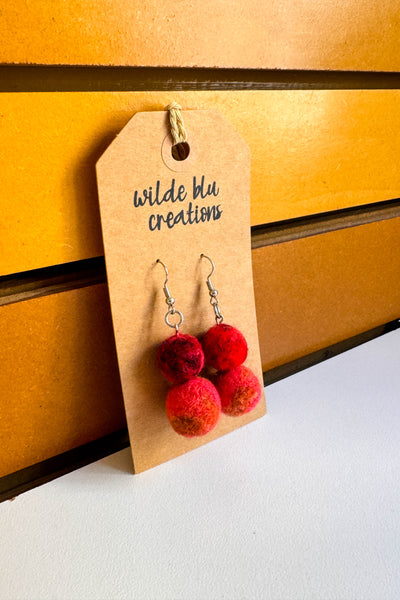 Wool Earrings in Peach Rust