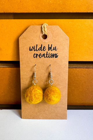 Wool Earrings in Golden Rod