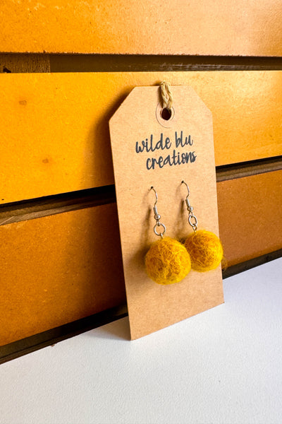 Wool Earrings in Golden Rod