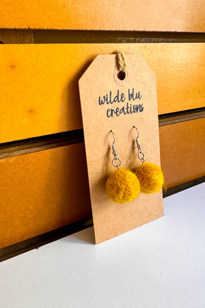 Wool Earrings in Golden Rod