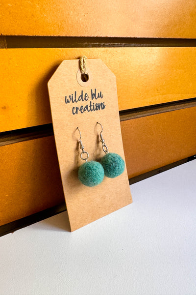 Wool Earrings in Sage Brush