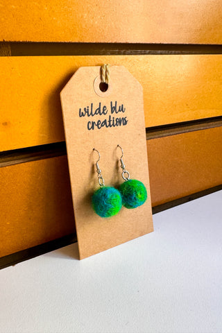 Wool Earrings in Estuary