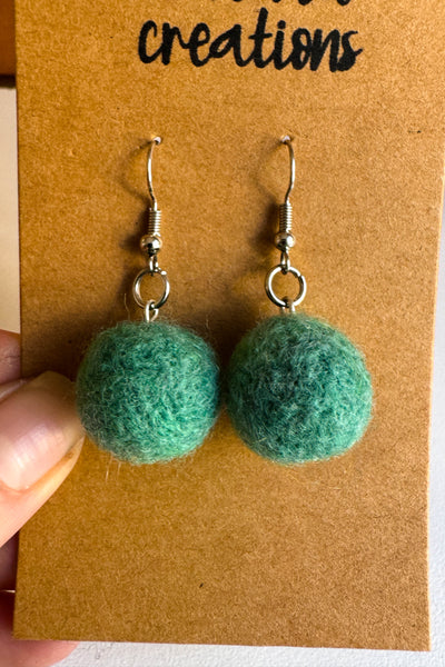 Wool Earrings in Sage Brush