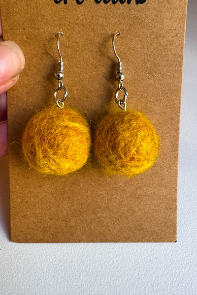 Wool Earrings in Golden Rod